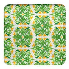 Green Pattern Retro Wallpaper Square Glass Fridge Magnet (4 Pack) by Bajindul