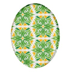 Green Pattern Retro Wallpaper Oval Glass Fridge Magnet (4 Pack) by Bajindul