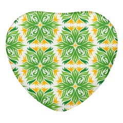 Green Pattern Retro Wallpaper Heart Glass Fridge Magnet (4 Pack) by Bajindul