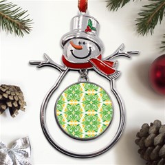 Green Pattern Retro Wallpaper Metal Snowman Ornament