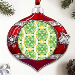 Green Pattern Retro Wallpaper Metal Snowflake And Bell Red Ornament