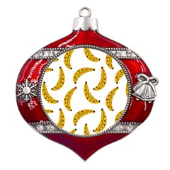 Banana Fruit Yellow Summer Metal Snowflake And Bell Red Ornament by Mariart