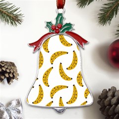 Banana Fruit Yellow Summer Metal Holly Leaf Bell Ornament by Mariart