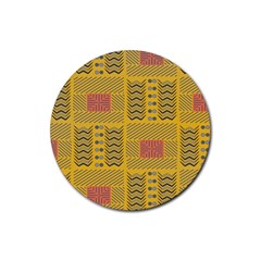 Digital Paper African Tribal Rubber Round Coaster (4 Pack) by HermanTelo