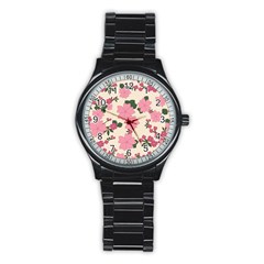 Floral Vintage Flowers Stainless Steel Round Watch by Dutashop