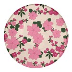 Floral Vintage Flowers Round Glass Fridge Magnet (4 pack) Front