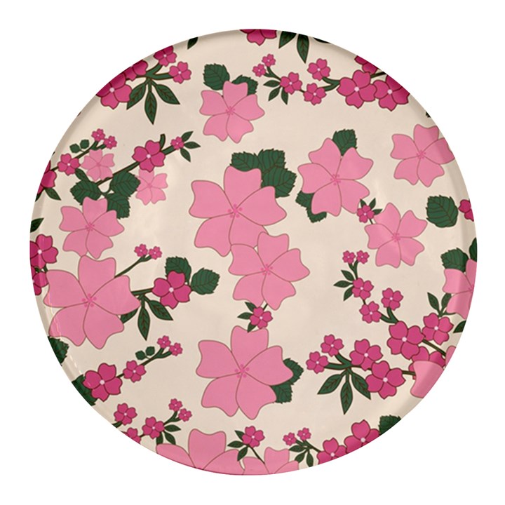 Floral Vintage Flowers Round Glass Fridge Magnet (4 pack)