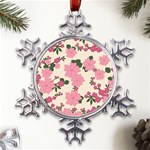 Floral Vintage Flowers Metal Large Snowflake Ornament Front