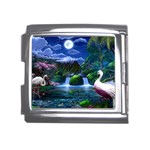 Flamingo Paradise Scenic Bird Fantasy Moon Paradise Waterfall Magical Nature Mega Link Italian Charm (18mm) Front