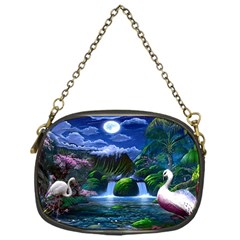 Flamingo Paradise Scenic Bird Fantasy Moon Paradise Waterfall Magical Nature Chain Purse (one Side) by Ndabl3x