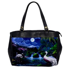 Flamingo Paradise Scenic Bird Fantasy Moon Paradise Waterfall Magical Nature Oversize Office Handbag by Ndabl3x