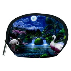 Flamingo Paradise Scenic Bird Fantasy Moon Paradise Waterfall Magical Nature Accessory Pouch (medium)