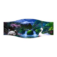 Flamingo Paradise Scenic Bird Fantasy Moon Paradise Waterfall Magical Nature Stretchable Headband by Ndabl3x