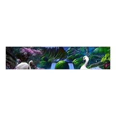 Flamingo Paradise Scenic Bird Fantasy Moon Paradise Waterfall Magical Nature Velvet Scrunchie by Ndabl3x