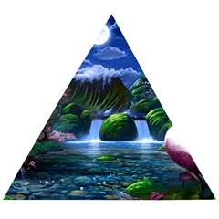 Flamingo Paradise Scenic Bird Fantasy Moon Paradise Waterfall Magical Nature Wooden Puzzle Triangle by Ndabl3x