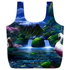 Flamingo Paradise Scenic Bird Fantasy Moon Paradise Waterfall Magical Nature Full Print Recycle Bag (xxl) by Ndabl3x