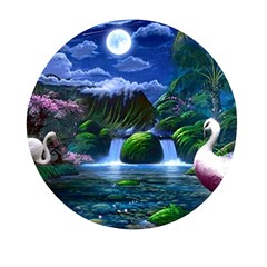 Flamingo Paradise Scenic Bird Fantasy Moon Paradise Waterfall Magical Nature Mini Round Pill Box (pack Of 3) by Ndabl3x