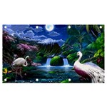 Flamingo Paradise Scenic Bird Fantasy Moon Paradise Waterfall Magical Nature Banner and Sign 7  x 4  Front