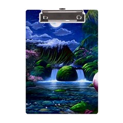 Flamingo Paradise Scenic Bird Fantasy Moon Paradise Waterfall Magical Nature A5 Acrylic Clipboard by Ndabl3x