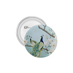 Couple Peacock Bird Spring White Blue Art Magnolia Fantasy Flower 1 75  Buttons by Ndabl3x