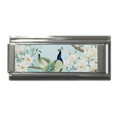 Couple Peacock Bird Spring White Blue Art Magnolia Fantasy Flower Superlink Italian Charm (9mm) by Ndabl3x