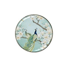 Couple Peacock Bird Spring White Blue Art Magnolia Fantasy Flower Hat Clip Ball Marker (4 Pack) by Ndabl3x