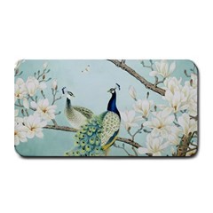 Couple Peacock Bird Spring White Blue Art Magnolia Fantasy Flower Medium Bar Mat by Ndabl3x