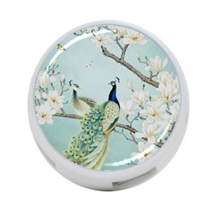 Couple Peacock Bird Spring White Blue Art Magnolia Fantasy Flower 4-port Usb Hub (two Sides) by Ndabl3x