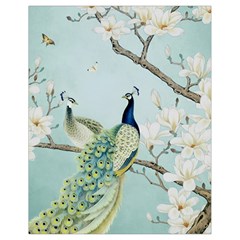 Couple Peacock Bird Spring White Blue Art Magnolia Fantasy Flower Drawstring Bag (small) by Ndabl3x