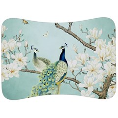 Couple Peacock Bird Spring White Blue Art Magnolia Fantasy Flower Velour Seat Head Rest Cushion by Ndabl3x