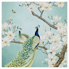 Couple Peacock Bird Spring White Blue Art Magnolia Fantasy Flower Lightweight Scarf  by Ndabl3x