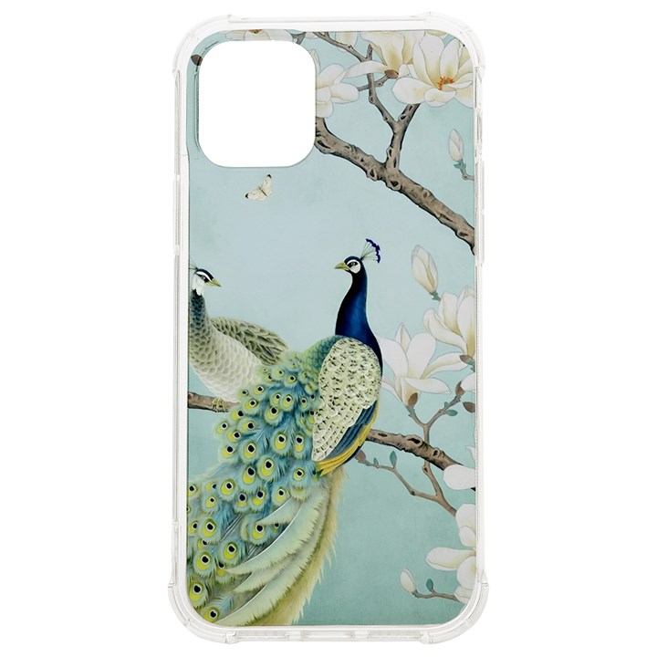 Couple Peacock Bird Spring White Blue Art Magnolia Fantasy Flower iPhone 12/12 Pro TPU UV Print Case