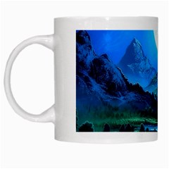 Bright Full Moon Painting Landscapes Scenery Nature White Mug by Ndabl3x