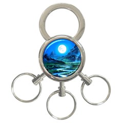 Bright Full Moon Painting Landscapes Scenery Nature 3-ring Key Chain by Ndabl3x