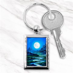 Bright Full Moon Painting Landscapes Scenery Nature Key Chain (rectangle) by Ndabl3x