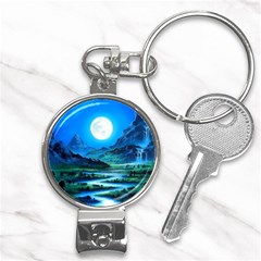 Bright Full Moon Painting Landscapes Scenery Nature Nail Clippers Key Chain by Ndabl3x