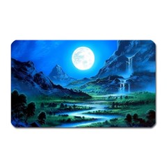 Bright Full Moon Painting Landscapes Scenery Nature Magnet (rectangular) by Ndabl3x