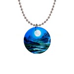 Bright Full Moon Painting Landscapes Scenery Nature 1  Button Necklace Front