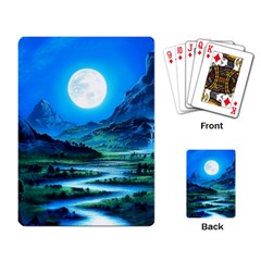 Bright Full Moon Painting Landscapes Scenery Nature Playing Cards Single Design (rectangle) by Ndabl3x