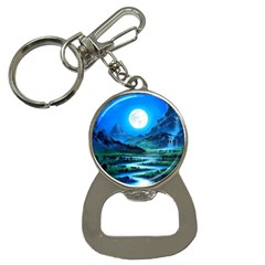 Bright Full Moon Painting Landscapes Scenery Nature Bottle Opener Key Chain by Ndabl3x