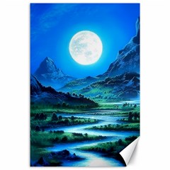 Bright Full Moon Painting Landscapes Scenery Nature Canvas 24  X 36  by Ndabl3x