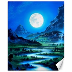 Bright Full Moon Painting Landscapes Scenery Nature Canvas 11  X 14  by Ndabl3x