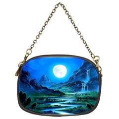 Bright Full Moon Painting Landscapes Scenery Nature Chain Purse (one Side) by Ndabl3x