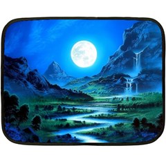 Bright Full Moon Painting Landscapes Scenery Nature Two Sides Fleece Blanket (mini) by Ndabl3x