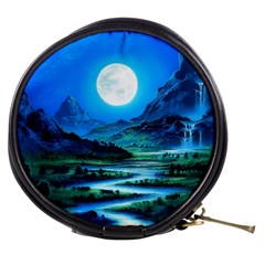 Bright Full Moon Painting Landscapes Scenery Nature Mini Makeup Bag by Ndabl3x