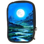 Bright Full Moon Painting Landscapes Scenery Nature Compact Camera Leather Case Front