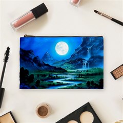 Bright Full Moon Painting Landscapes Scenery Nature Cosmetic Bag (medium) by Ndabl3x