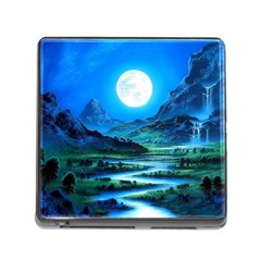 Bright Full Moon Painting Landscapes Scenery Nature Memory Card Reader (square 5 Slot) by Ndabl3x