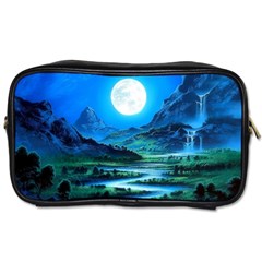 Bright Full Moon Painting Landscapes Scenery Nature Toiletries Bag (one Side) by Ndabl3x