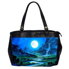 Bright Full Moon Painting Landscapes Scenery Nature Oversize Office Handbag (2 Sides) by Ndabl3x